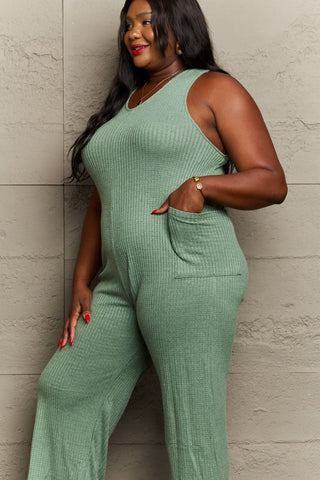 Don't Get It Twisted Full Size Rib Knit Jumpsuit