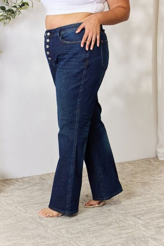 JUDY BLUE Button-Fly Straight Jeans