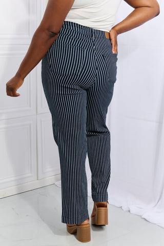 Judy Blue Cassidy Waisted Tummy Control Striped Straight Jeans