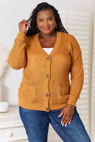 Drop Shoulder Button Down Cardigan with Pockets