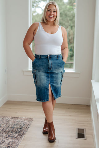 RISEN JEANS Always Be There Cargo Denim Skirt