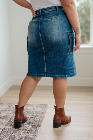 RISEN JEANS Always Be There Cargo Denim Skirt