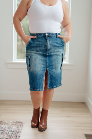 RISEN JEANS Always Be There Cargo Denim Skirt