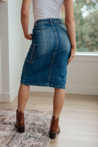 RISEN JEANS Always Be There Cargo Denim Skirt