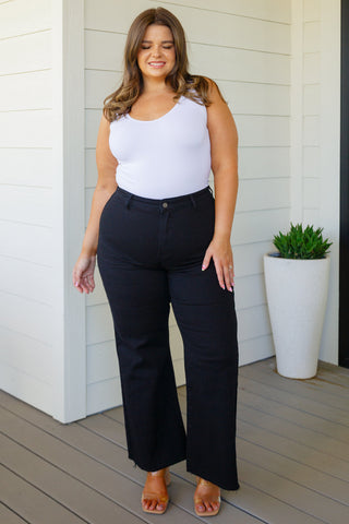 ANNIEWEAR August High Rise Wide Leg Crop Jeans in Black