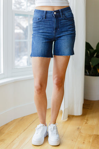 JUDY BLUE Cassie Mid Rise Cutoff Shorts