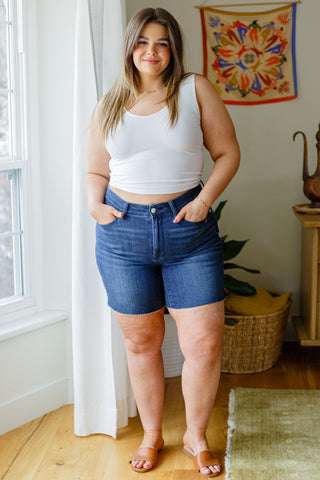 JUDY BLUE Cassie Mid Rise Cutoff Shorts