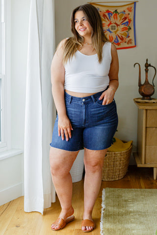 JUDY BLUE Cassie Mid Rise Cutoff Shorts