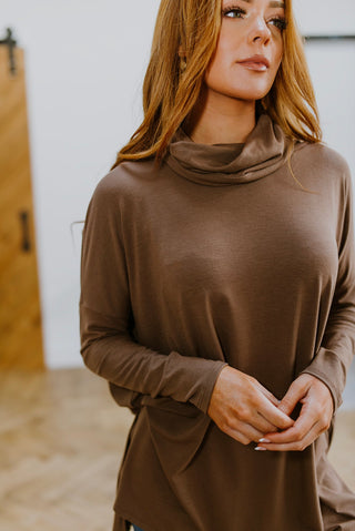 Comfort First Cowl Neck Hi-Low Long Sleeve