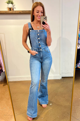 JUDY BLUE Izzy Control Top Retro Flare Overalls