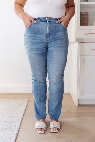 RISEN JEANS Jody Slim Flare Side Slit Jeans