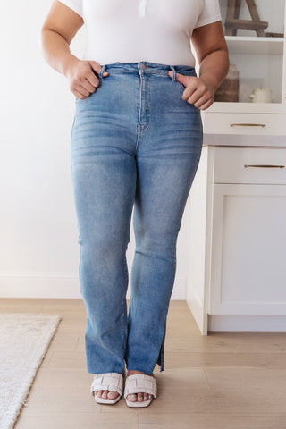 RISEN JEANS Jody Slim Flare Side Slit Jeans