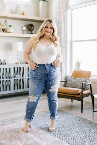 JUDY BLUE Juliet Star Crossed Boyfriend Jeans