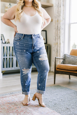 JUDY BLUE Juliet Star Crossed Boyfriend Jeans