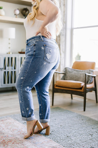JUDY BLUE Juliet Star Crossed Boyfriend Jeans