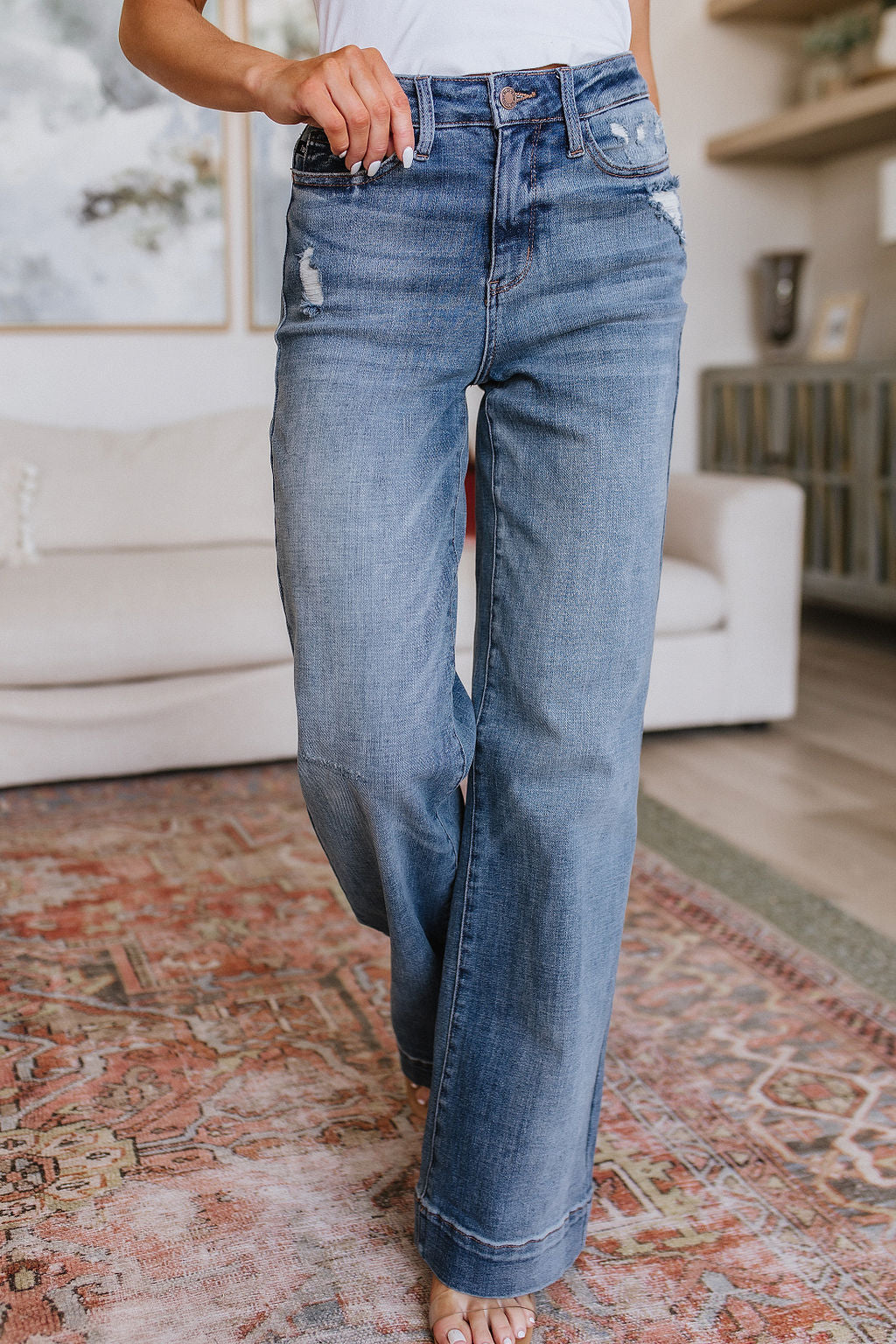 JUDY BLUE Katrina High Waist Distressed Denim Trousers – Estornes&Boor  Boutique