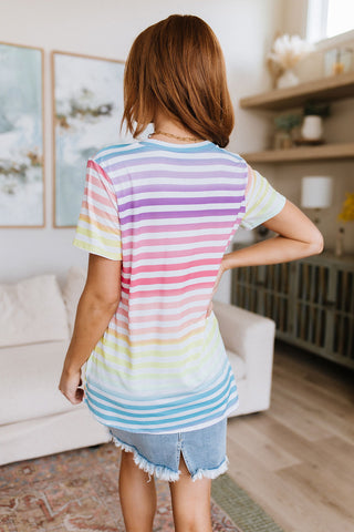 Looking for Rainbows V-Neck Striped Top