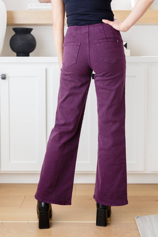 MICA DENIM Petunia High Rise Wide Leg Jeans in Plum