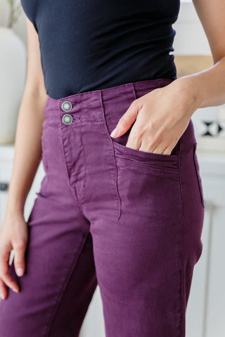 MICA DENIM Petunia High Rise Wide Leg Jeans in Plum