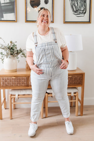 JUDY BLUE Railroad Stripe Overalls