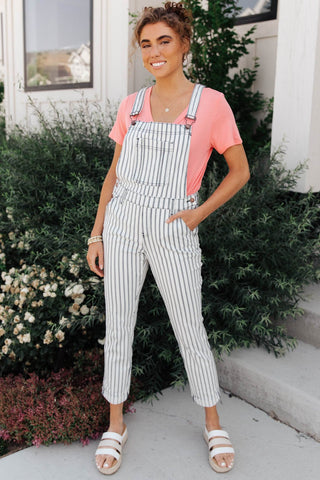 JUDY BLUE Railroad Stripe Overalls