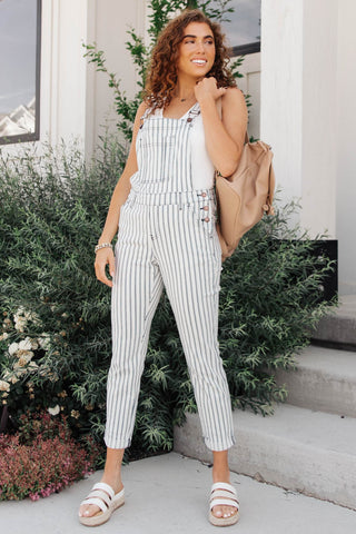 JUDY BLUE Railroad Stripe Overalls