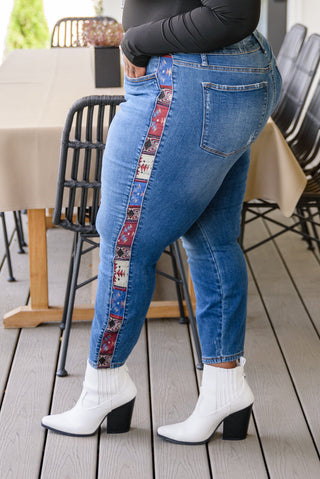 JUDY BLUE Rio Western Print Relaxed Jeans