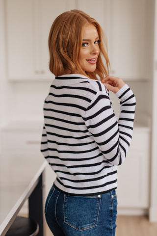 DOORBUSTER Self Improvement V-Neck Striped Sweater