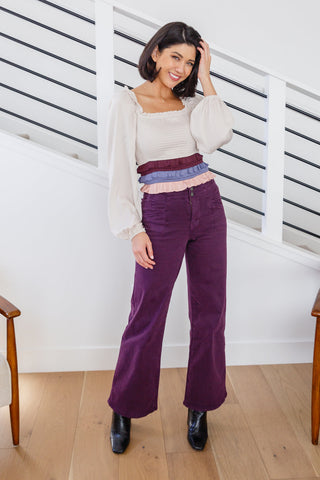 MICA DENIM Petunia High Rise Wide Leg Jeans in Plum