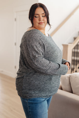 Warm Thoughts Ribbed Top in Charcoal