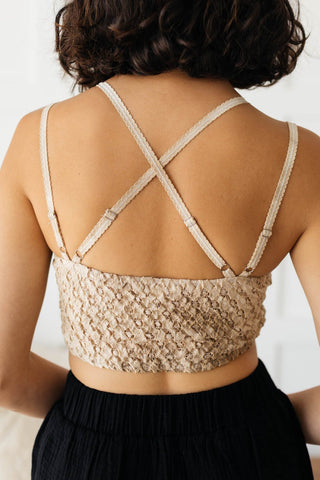 Live In Lace Bralette Crop Top in Taupe