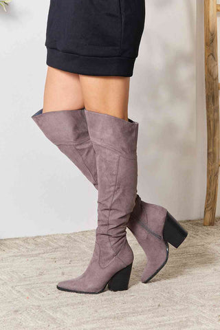 Block Heel Knee High Boots