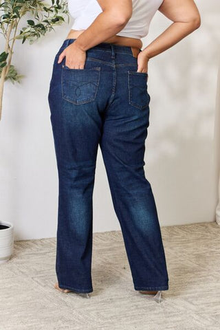 JUDY BLUE Button-Fly Straight Jeans