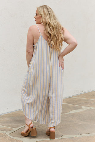 Multi Colored Striped Jumpsuit with Pockets