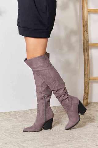 Block Heel Knee High Boots