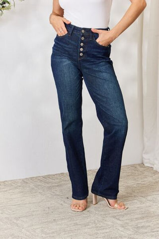 JUDY BLUE Button-Fly Straight Jeans