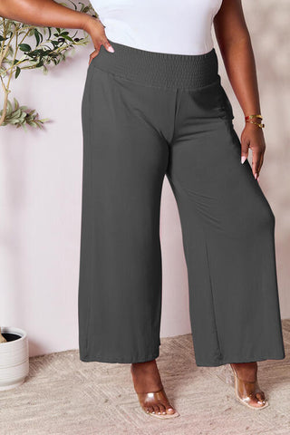 Smocked Wide Waistband Wide Leg palazzo Pants 5 Colors