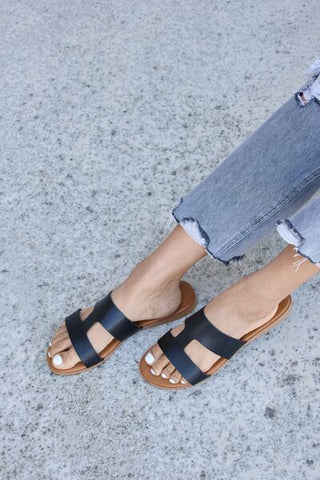 Cutout Open Toe Flat Sandals