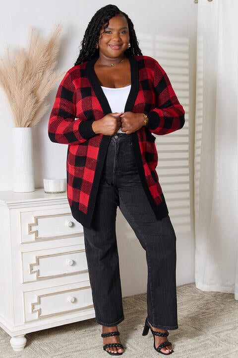 Plaid open front cardigan sale