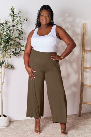 Smocked Wide Waistband Wide Leg palazzo Pants 5 Colors