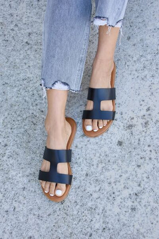 Cutout Open Toe Flat Sandals