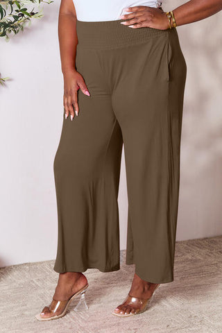 Smocked Wide Waistband Wide Leg palazzo Pants 5 Colors