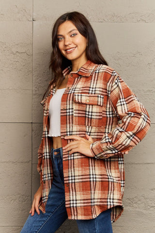 Plaid Collared Neck Button-Down Long Sleeve Jacket 7 COLORS