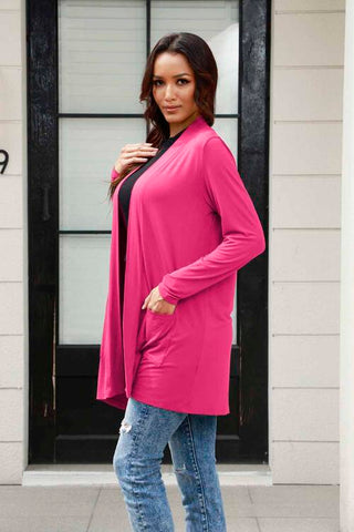 Open Front Long Sleeve Cardigan with Pockets 5 Colors