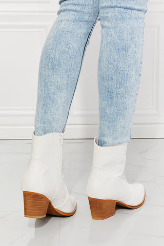 Watertower Town Faux Leather Western Ankle Boots in White