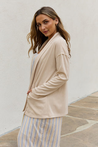 Soft Ribbed Open Front Cardigan