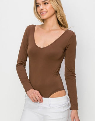 World Traveler Long Sleeve Bodysuit Coffee