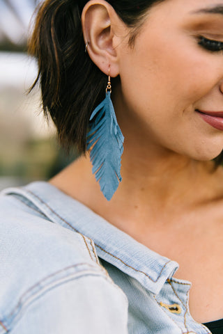 Don’t Leave Me Earrings in Denim Blue