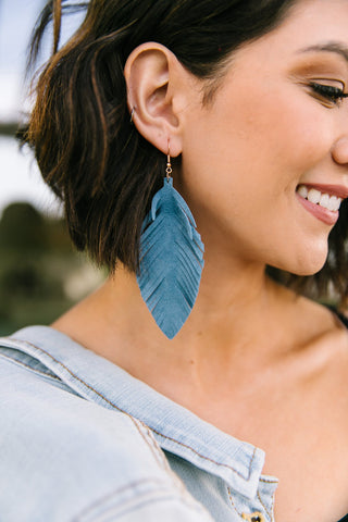 Don’t Leave Me Earrings in Denim Blue